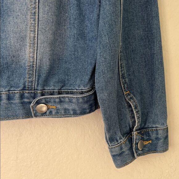 Like New! Blue Denim Jacket with 'LOVE' Embellishment Size and Brand Unknown - Picture 4 of 13